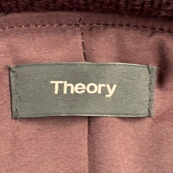 THEORY Size M Burgundy Viscose Blend Lambskin Zip Up Jacket - Picture 7 of 9